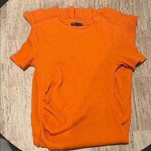 Zara Vibrant Orange Ribbed maxi dress